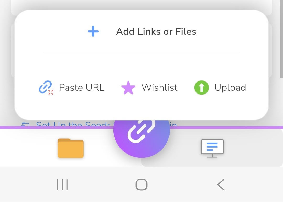 Upload file or paste link in Seedr v2